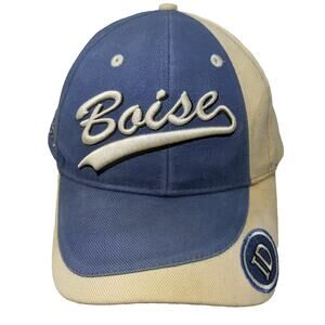 Fahrenheit Baseball Cap Blue Beige Strapback Hat Boise Idaho OS Embroidered